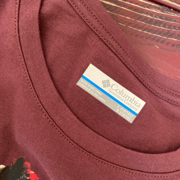 YL Columbia Red/Maroon Long Sleeve Tee size youth large bear NWT - Picture 3 of 3